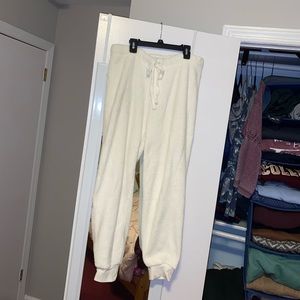 Garage White Sherpa Fleece Sweatpants / Joggers